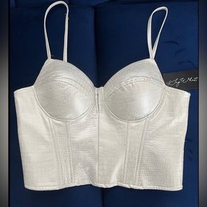 Pearl and silver snakeskin corset top